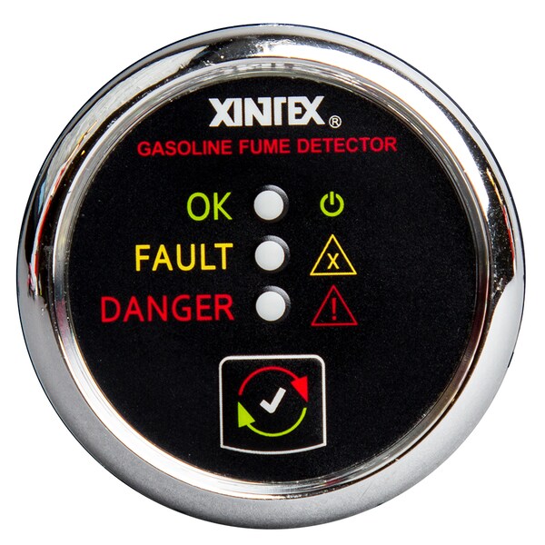 Gasoline Fume Detector & Alarm w/Plastic Sensor - Chrome Bezel